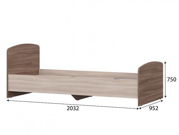 Кровать одинарная Город ясень шимо темный-светлый